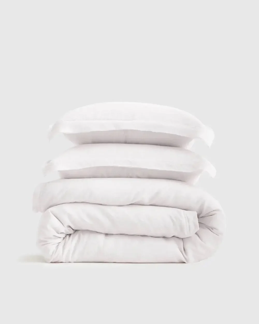New Quince Linen Double Flange Duvet Cover Set King/ Cal King White 3pc 2 Shams